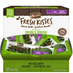 Merrick Fresh Kisses Double-Brush Coconut & Botanical Oil Dental Dog Treats, Large