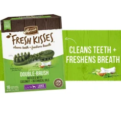 Merrick Fresh Kisses Double-Brush Coconut & Botanical Oil Dental Dog Treats, Large
