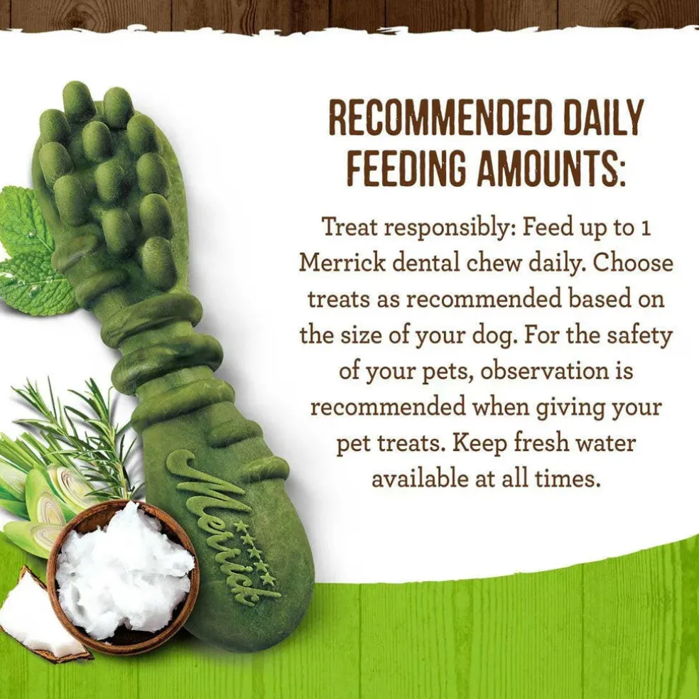 Merrick Fresh Kisses Double-Brush Coconut & Botanical Oil Dental Dog Treats, Large