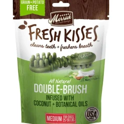 Merrick Fresh Kisses Double-Brush Coconut & Botanical Oil Dental Dog Treats, Medium