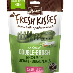 Merrick Fresh Kisses Double-Brush Coconut & Botanical Oil Dental Dog Treats, Small