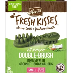 Merrick Fresh Kisses Double-Brush Coconut & Botanical Oil Dental Dog Treats, Small