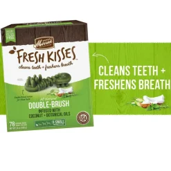Merrick Fresh Kisses Double-Brush Coconut & Botanical Oil Dental Dog Treats, Extra Small