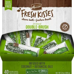 Merrick Fresh Kisses Double-Brush Coconut & Botanical Oil Dental Dog Treats, Extra Small