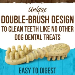 Merrick Fresh Kisses Double-Brush Mint Breath Strips Dental Dog Treats, Small