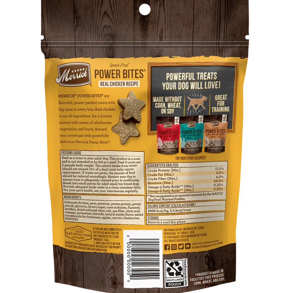 Merrick Power Bites Soft & Chewy Grain Free Real Chicken Dog Treats (6 oz)