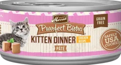 Merrick Purrfect Bistro Grain Free Premium Pate Kitten Wet Cat Food, Chicken Dinner Recipe for Kittens (5.5 oz x 24 cans)