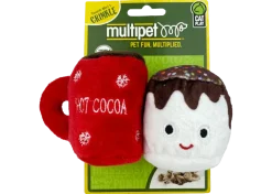 Multipet Hot Cocoa with Marshmallow Plush Cat Toys Assorted Colors, 2-pk