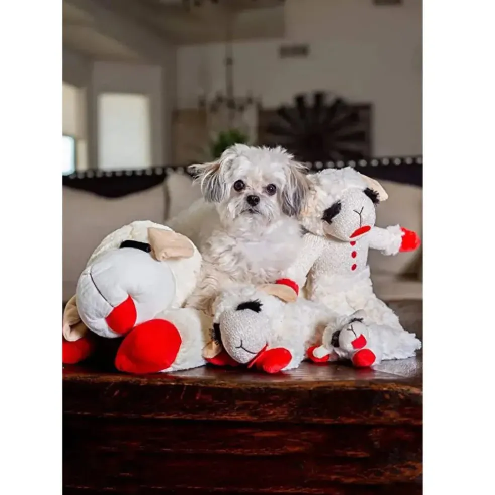 Multipet Lamb Chop Squeaker Mat Plush Dog Toy 9"