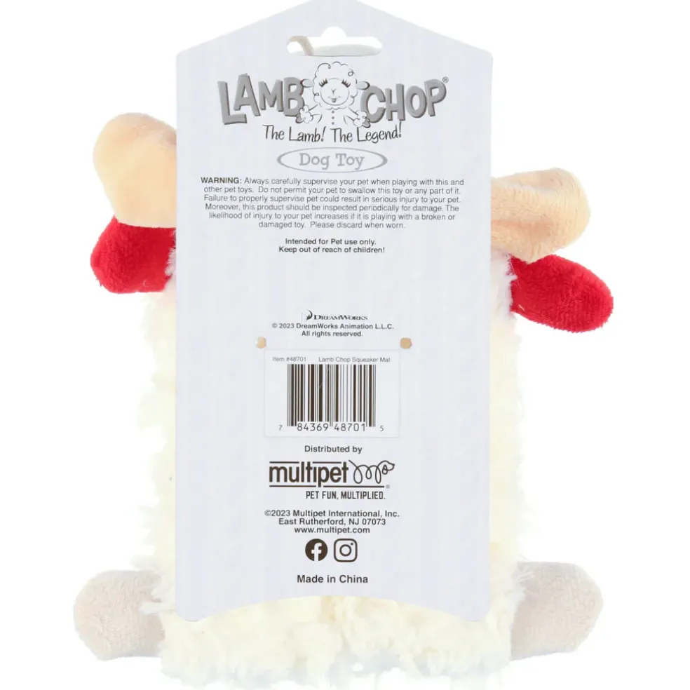 Multipet Lamb Chop Squeaker Mat Plush Dog Toy 9"