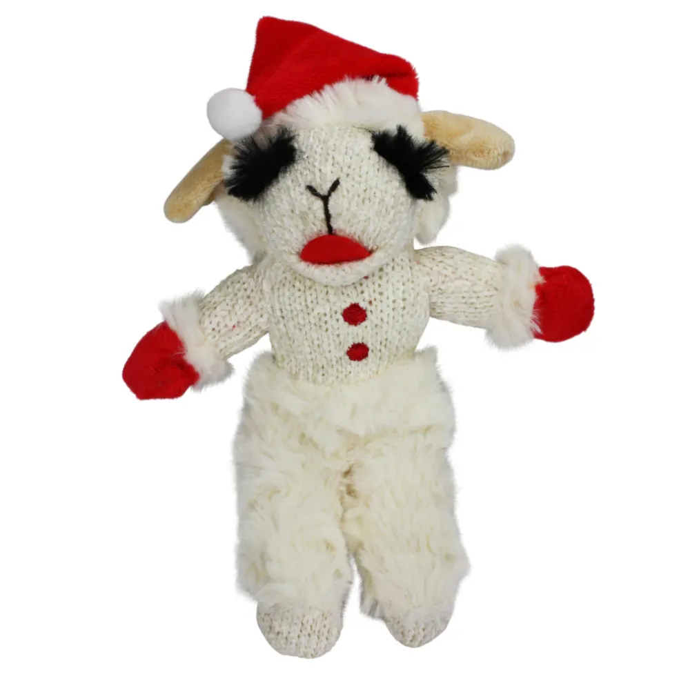Multipet Lamb Chop Standing with Santa Hat - Dog Plush Toy