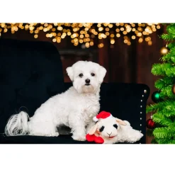 MultiPet Lamb Chop w Santa Hat Plush Dog Toy, 6