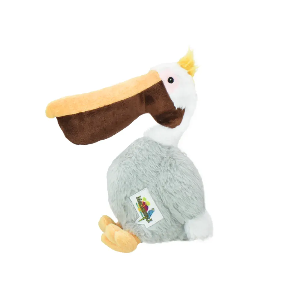 MultiPet Margaritaville Seaside Animals Plish Dog Toy, Assorted Animals (Pelican, Rooster, Manatee) 9", One Toy