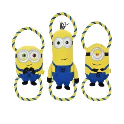 MultiPet Minions Rope Tug Dog Toy, Assorted Characters (Bob 16", Kevin 18", and Stuart16"), One Toy