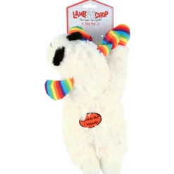 Multipet Rainbow Lamb Chop Plush Dog Toy 10.5