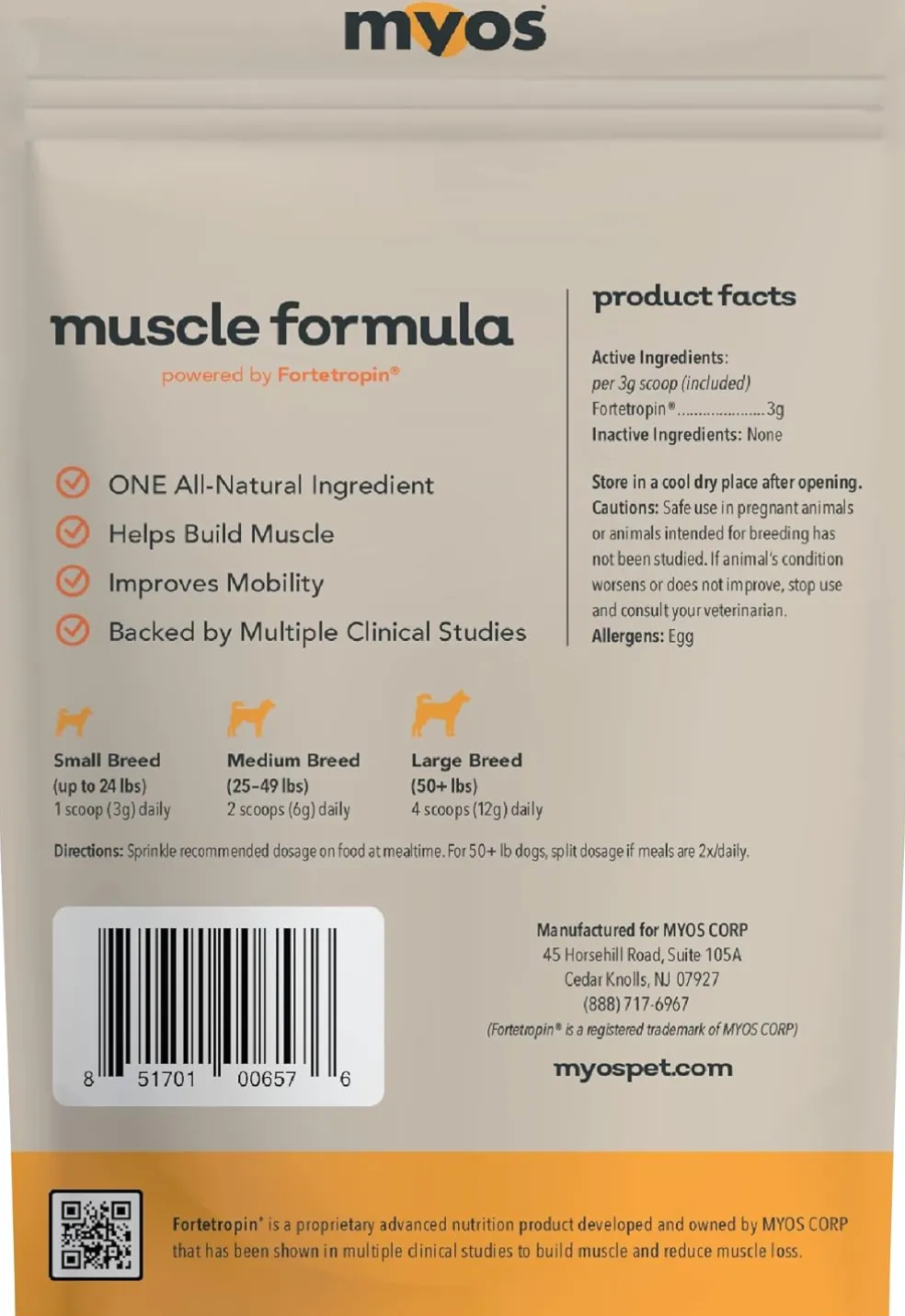 MYOS Canine Muscle Formula Dog Supplement