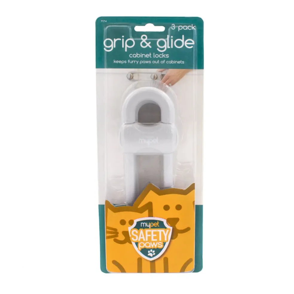 Mypet Safety Paws Grip & Glide Cabinet Locks For Dogs & Cats (3 pk)
