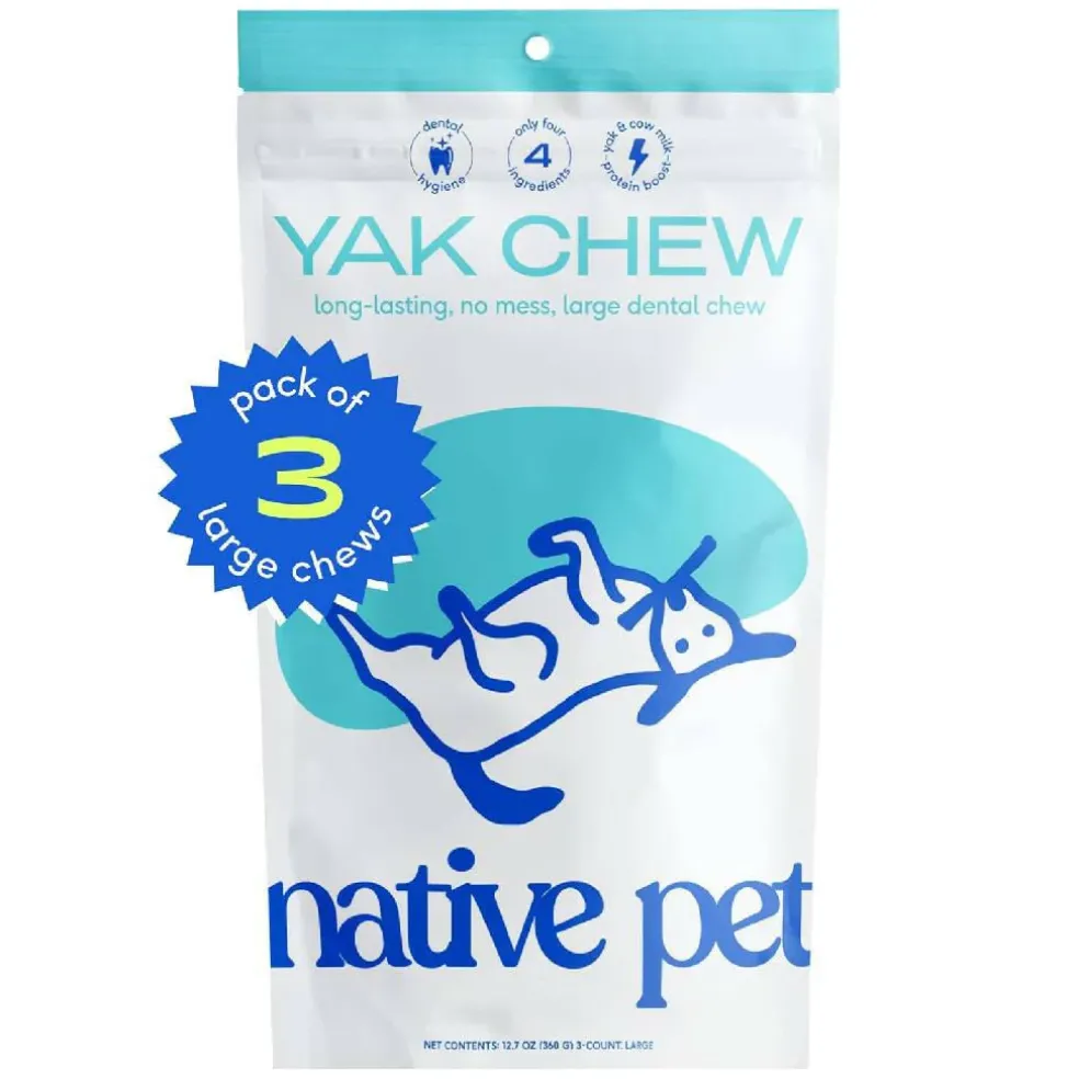 Native Pet Gluten & Lactose-Free Yak Flavored Dental Chews for Dogs