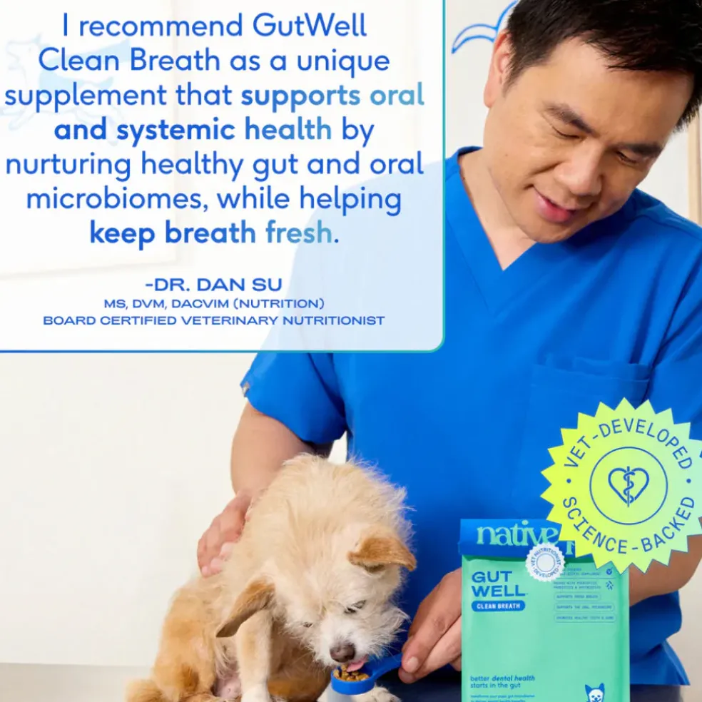Native Pet Gutwell Clean Breath, Dental Care Supplement for Dogs (60 scoops)