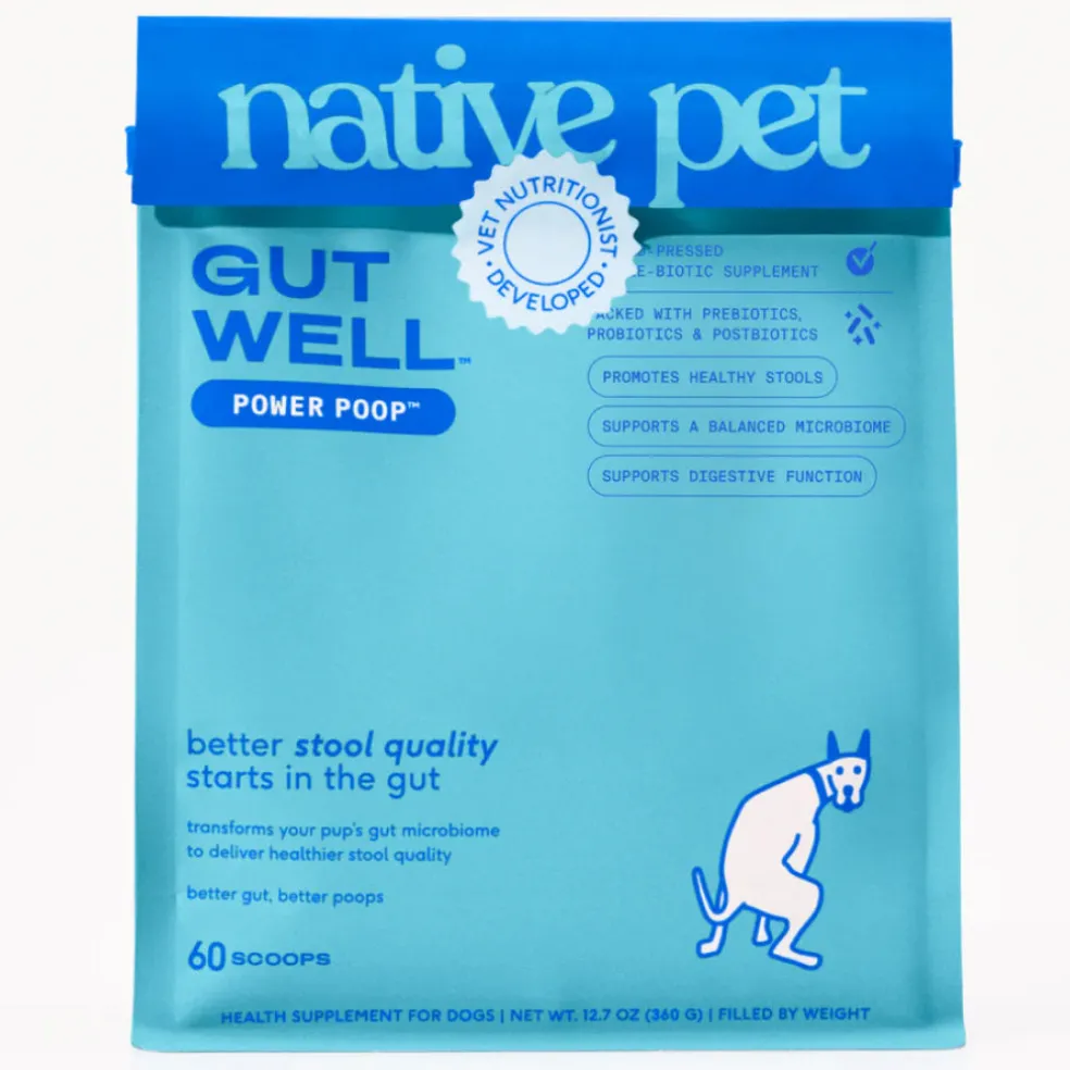 Native Pet Gutwell Power Poop, Digestion Support Supplement for Dogs (60 scoops)