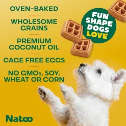 Natoo Crunchy Biscuits Oats, Banana, & Honey Flavor for All Size Dogs, 8-oz