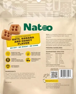 Natoo Crunchy Biscuits Oats, Banana, & Honey Flavor for All Size Dogs, 8-oz