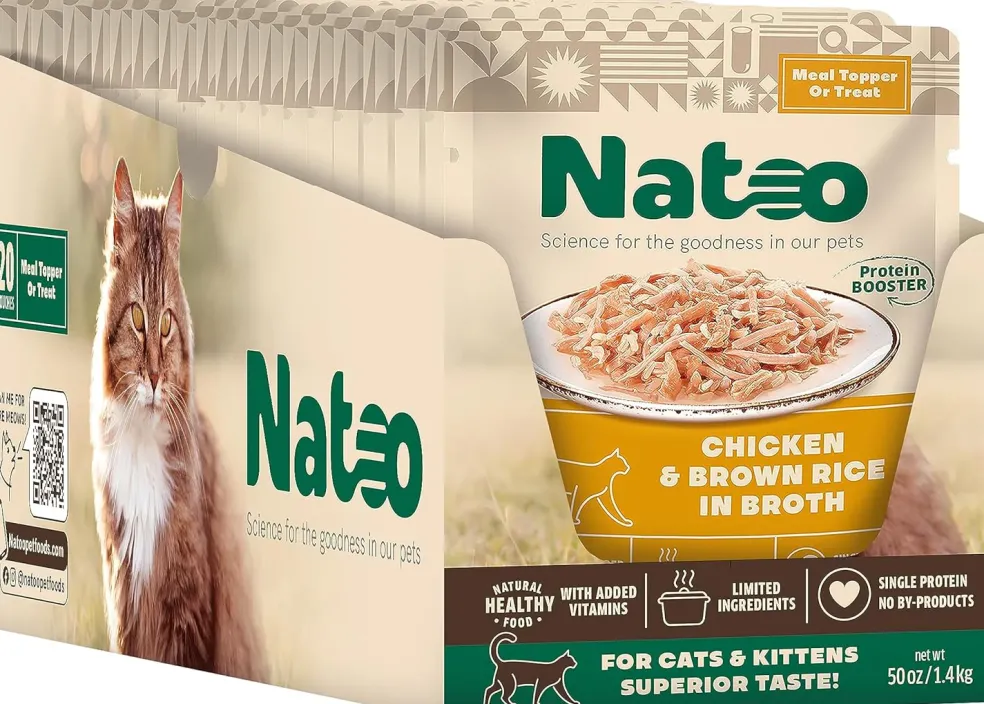 Natoo Meal Topper or Treat Chicken & Brown Rice in Broth Cat Food