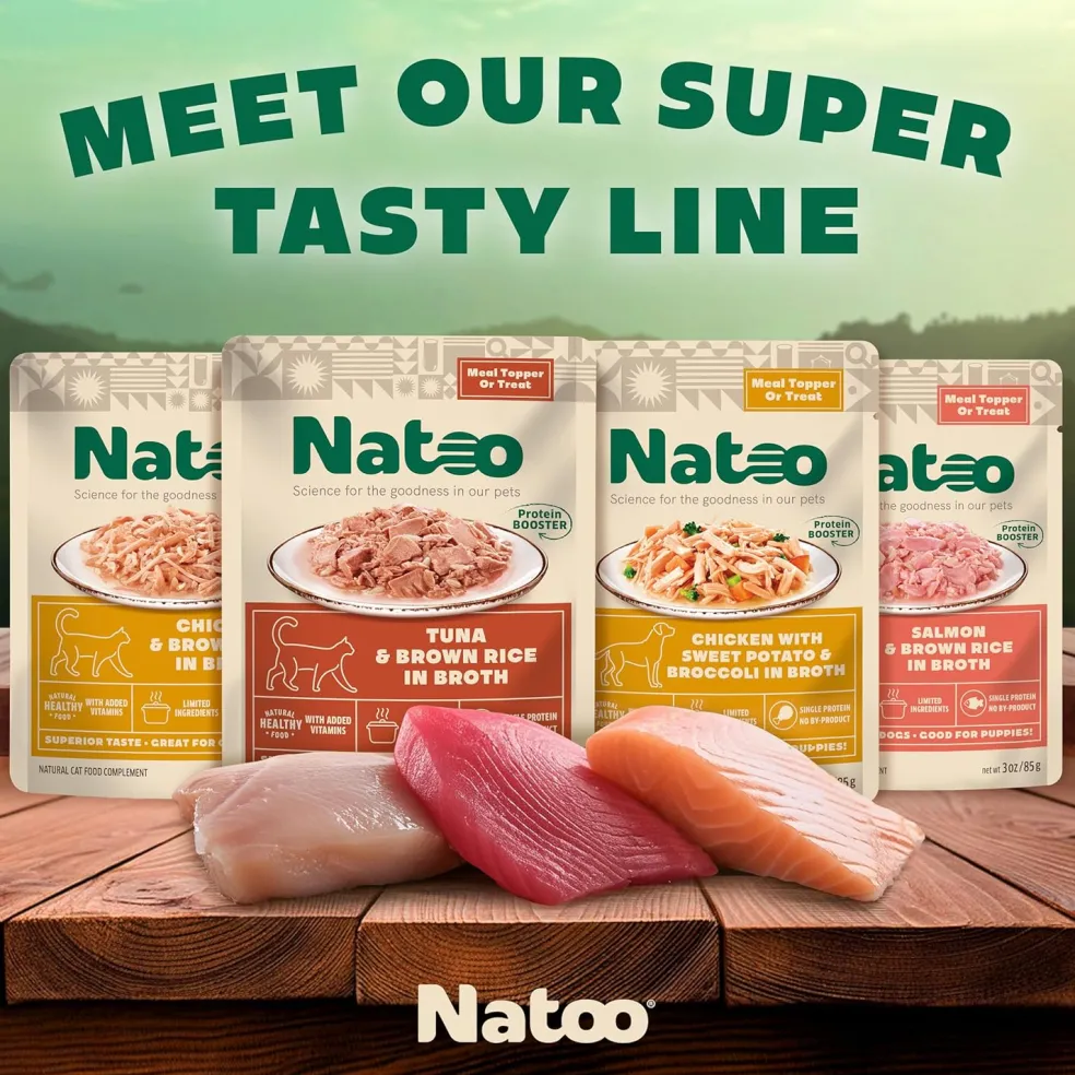 Natoo Meal Topper or Treat Salmon & Brown Rice in Broth Dog Food, 3 oz