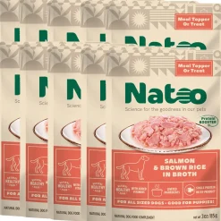 Natoo Meal Topper or Treat Salmon & Brown Rice in Broth Dog Food, 3 oz