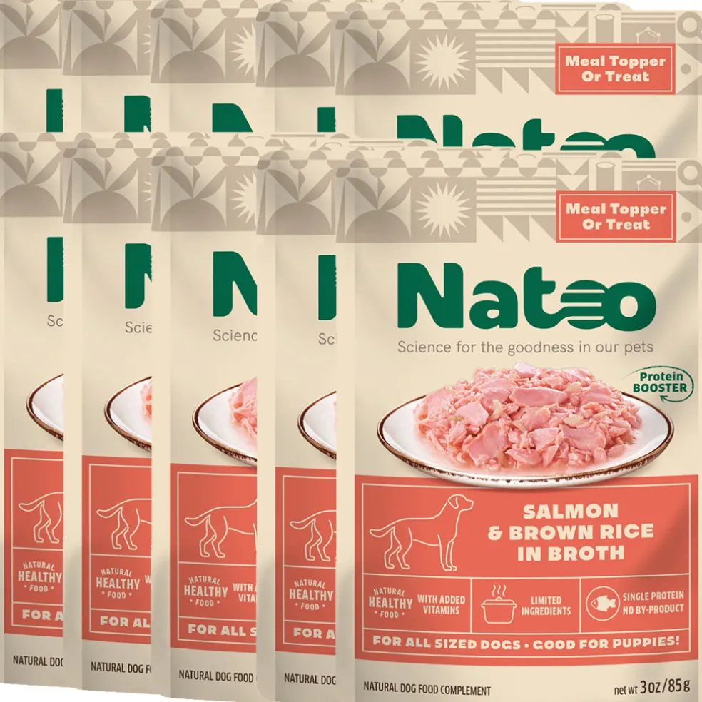 Natoo Meal Topper or Treat Salmon & Brown Rice in Broth Dog Food, 3 oz