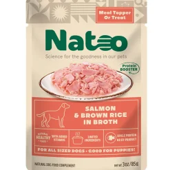 Natoo Meal Topper or Treat Salmon & Brown Rice in Broth Dog Food, 3 oz