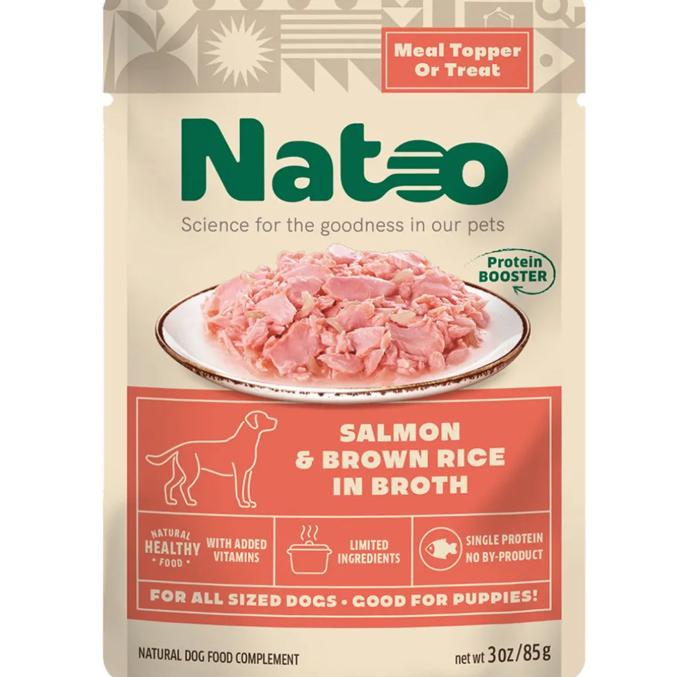 Natoo Meal Topper or Treat Salmon & Brown Rice in Broth Dog Food, 3 oz