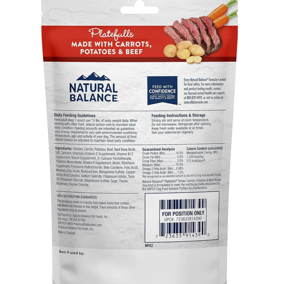 Natural Balance Pet Foods Original Ultra Platefulls Wet Dog Food Pouch Tender Beef & Potato Recipe, 9-oz case of 12