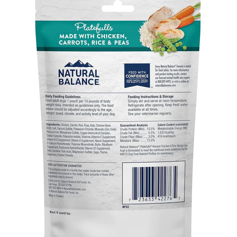 Natural Balance Pet Foods Original Ultra Platefulls Wet Dog Food Pouch Harvest Chicken & Rice Recipe, 9-oz case of 12