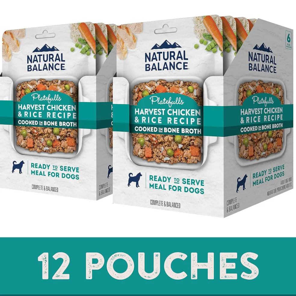 Natural Balance Pet Foods Original Ultra Platefulls Wet Dog Food Pouch Harvest Chicken & Rice Recipe, 9-oz case of 12