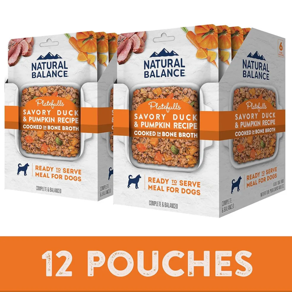 Natural Balance Pet Foods Original Ultra Platefulls Wet Dog Food Pouch Savory Duck & Pumpkin Recipe, 9-oz case of 12