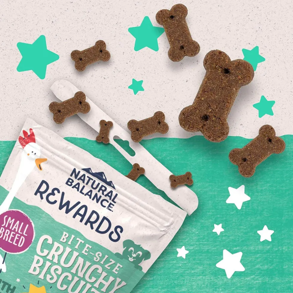 Natural Balance Pet Foods Rewards Bite-Size Crunchy Biscuits Small Breed Dog Treats Chicken, 8-oz