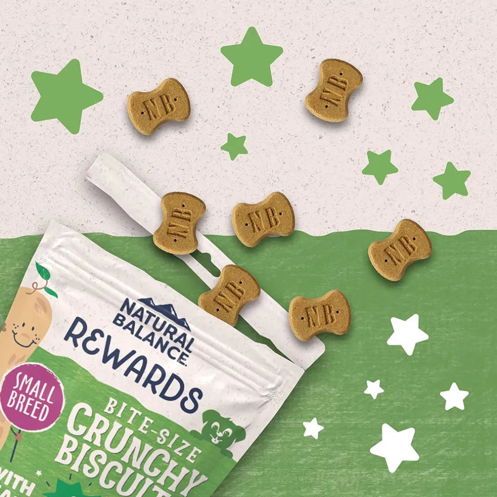 Natural Balance Pet Foods Rewards Bite-Size Crunchy Biscuits Small Breed Dog Treats Peanut Butter, 8-oz