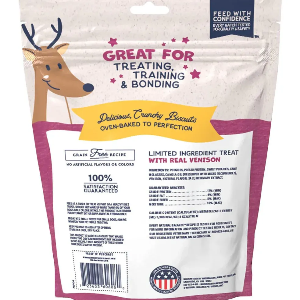 Natural Balance Pet Foods Rewards Bite-Size Crunchy Biscuits Small Breed Dog Treats Venison, 8-oz
