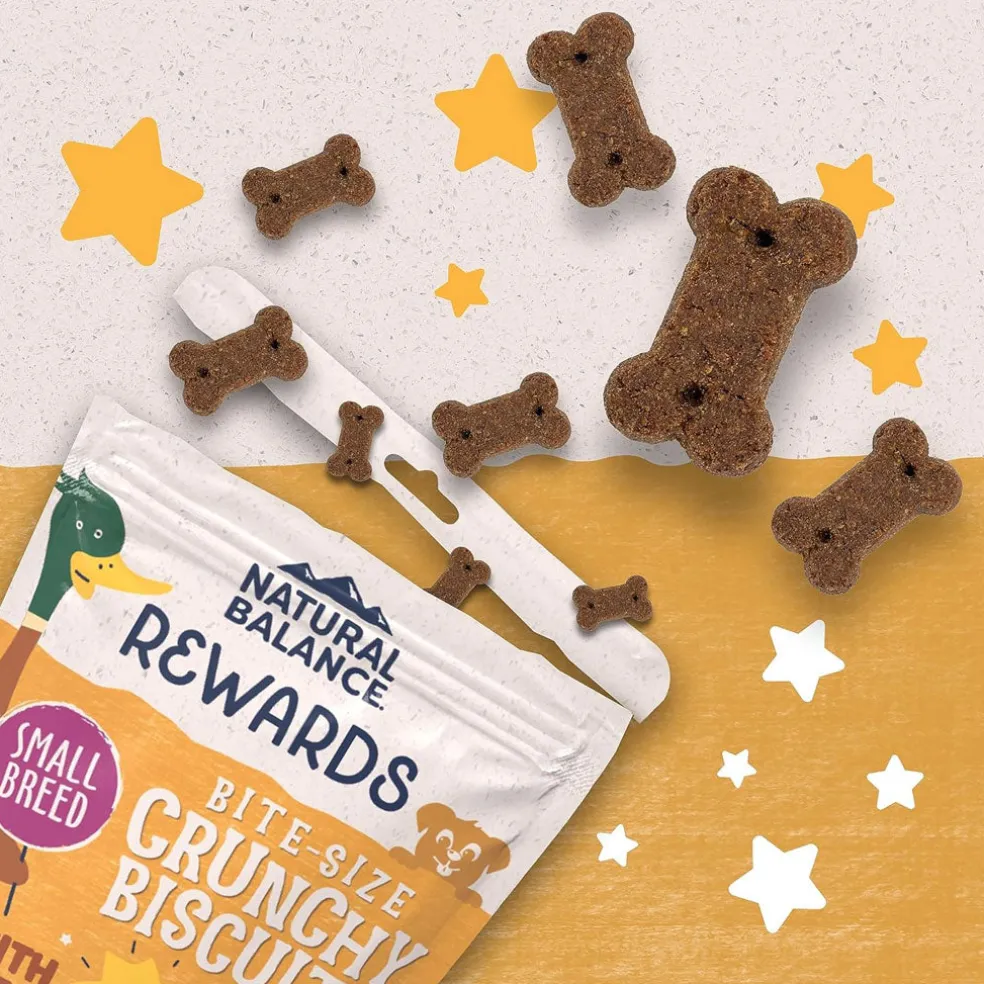 Natural Balance Pet Foods Rewards Bite-Size Crunchy Biscuits Small Breed Dog Treats Duck, 8-oz