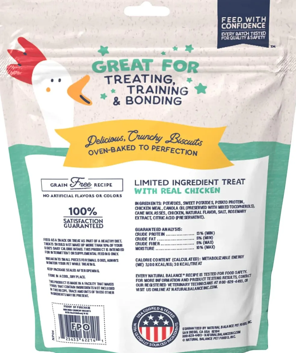 Natural Balance Rewards Crunchy Biscuits with Real Chicken Dog Treats, 14-oz