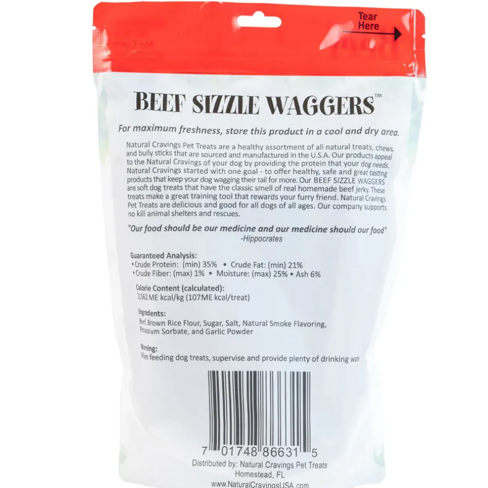 Natural Cravings Beef Sizzle Waggers Soft Jerky Sticks for Dogs, 12-oz