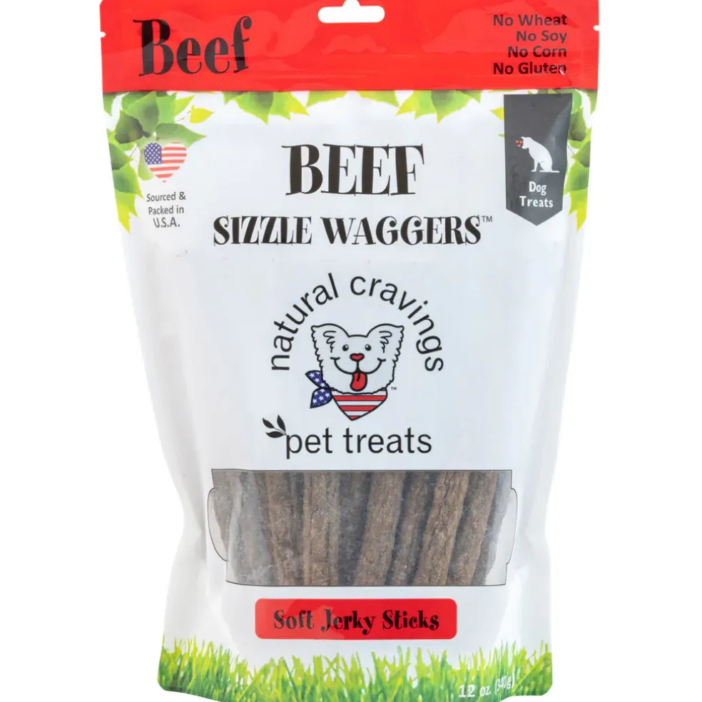 Natural Cravings Beef Sizzle Waggers Soft Jerky Sticks for Dogs, 12-oz