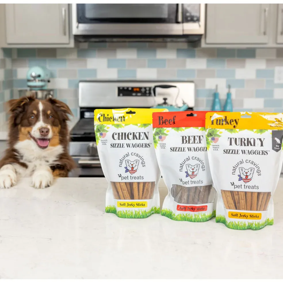 Natural Cravings Beef Sizzle Waggers Soft Jerky Sticks for Dogs, 12-oz