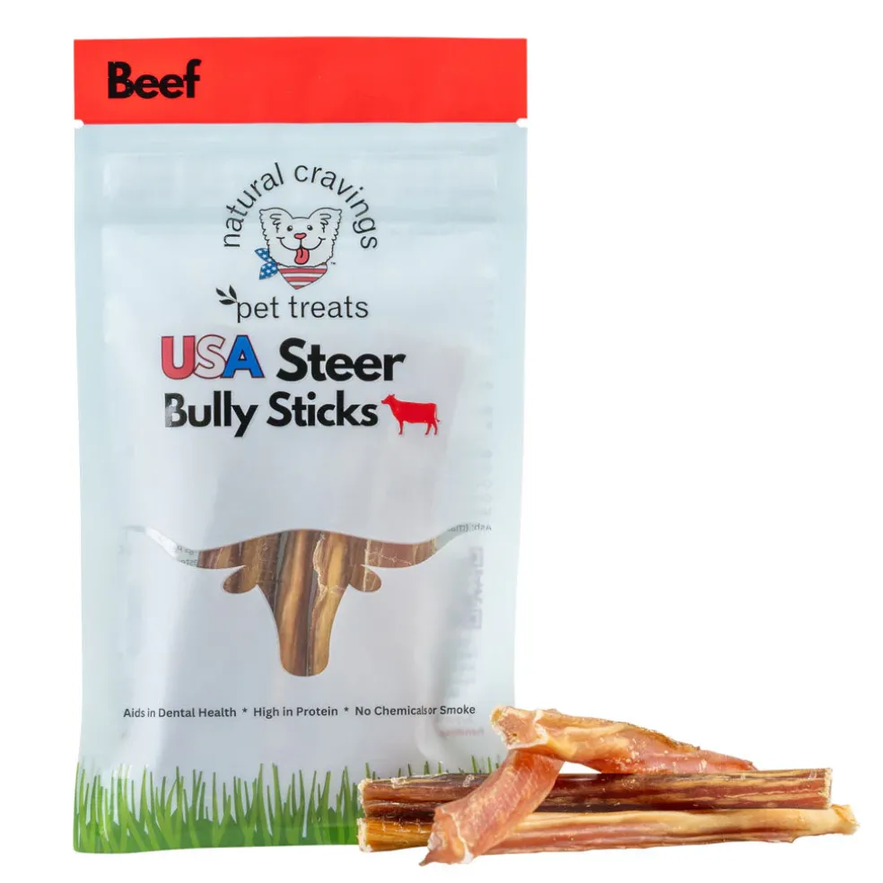 Natural Cravings USA Steer Bully Sticks Dog Chew 5", 5-count