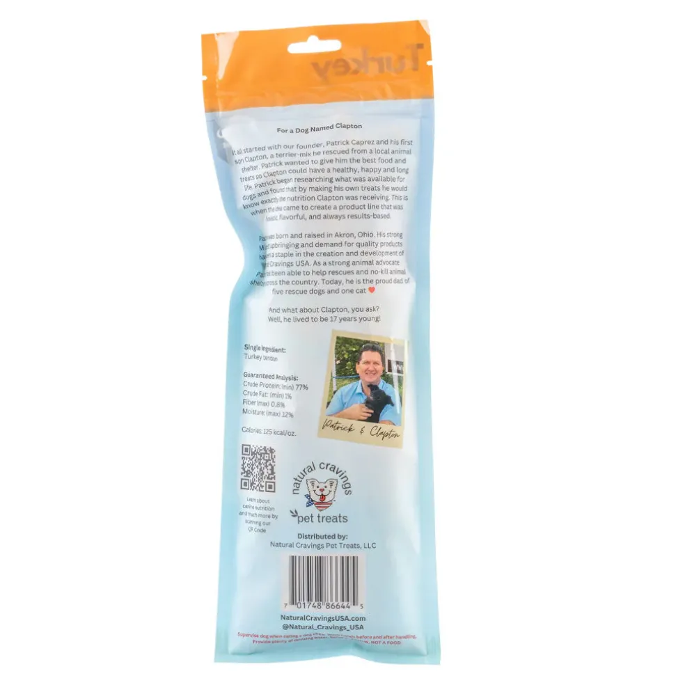 Natural Cravings USA Turkey Tendons Chew for Dogs & Cats, 3-oz