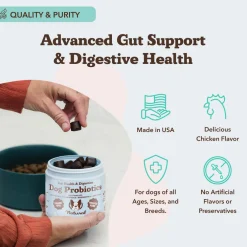 Natural Dog Company Gut Health & Digestion Dog Probiotics (45 Soft Chews)