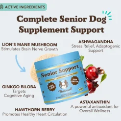 Natural Dog Company Senior Support with Adaptogens, Antioxidant, & Amino Acids (90 soft chews)