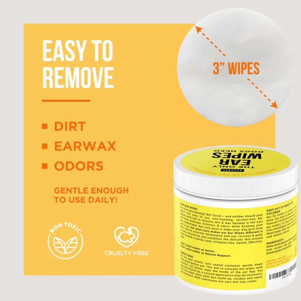 Natural Rapport The Only Ear Wipes Dogs Need, 100 count