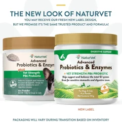 NaturVet Advanced Probiotic & Enzymes Powder with Vet Strength PB6 Probiotic for Dogs & Cats